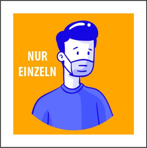 Corona Schilder Nur einzeln